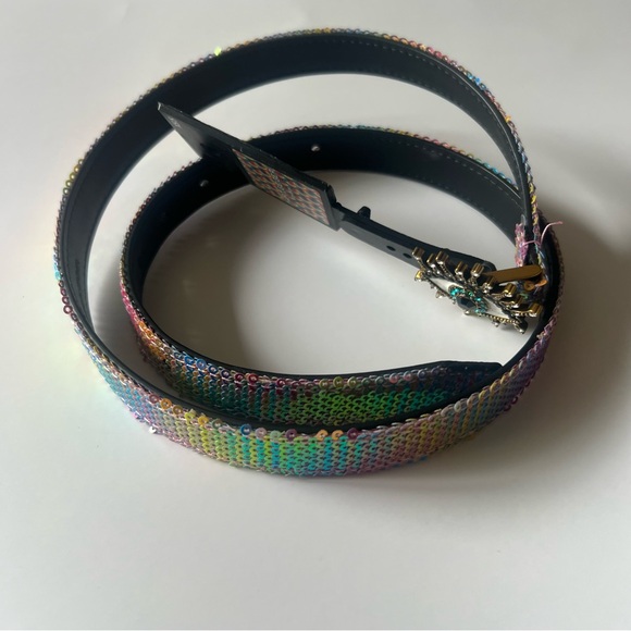 KURT GEIGER LONDON RAINBOW SEQUIN CRYSTAL EVIL EYE BELT SIZE S/M NWT main image 7